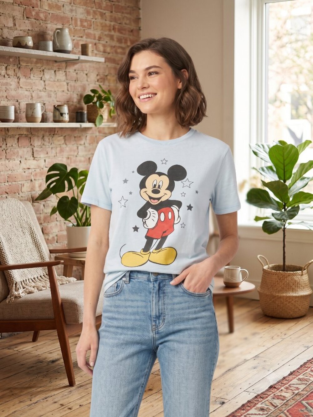 NWT Disney Mickey Mouse Vintage Graphic Tee Small Retro Y2K Streetwear